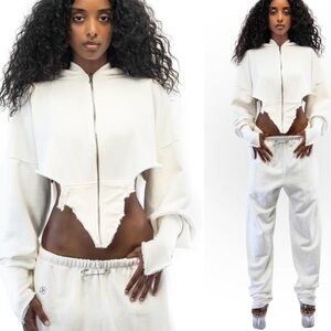 SAMI MIRO Vintage V-Cut Zip Up Hoodie in Light Blue Size XS MSRP $350 SOO